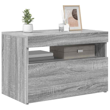 Tv-bänk med LED-belysning grå sonoma 60x35x40 cm