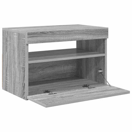 Tv-bänk med LED-belysning grå sonoma 60x35x40 cm