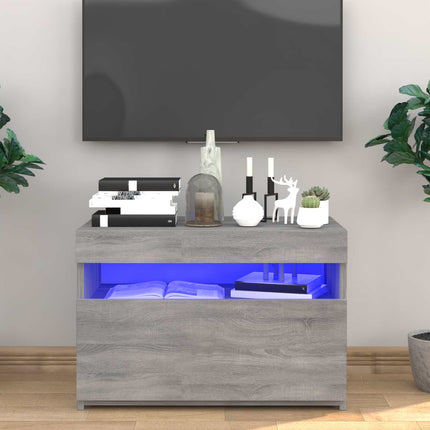 Tv-bänk med LED-belysning grå sonoma 60x35x40 cm