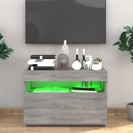 Tv-bänk med LED-belysning grå sonoma 60x35x40 cm