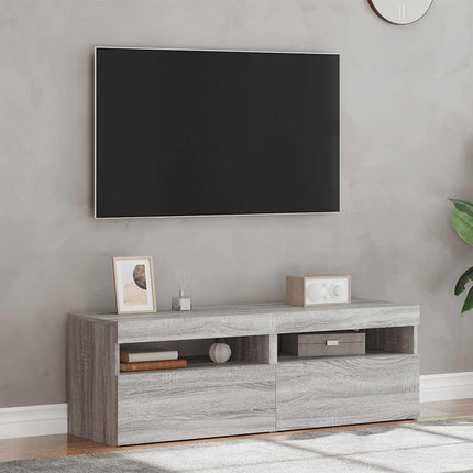Tv-bänkar 2 st med LED-belysning grå sonoma 60x35x40 cm