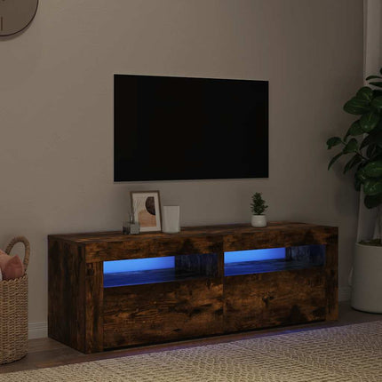 Tv-bänk med LED-belysning rökfärgad ek 120x35x40 cm