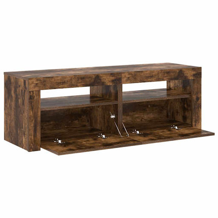 Tv-bänk med LED-belysning rökfärgad ek 120x35x40 cm