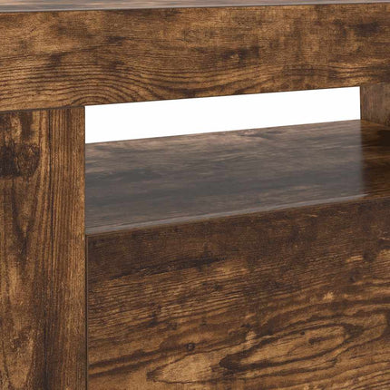 Tv-bänk med LED-belysning rökfärgad ek 120x35x40 cm