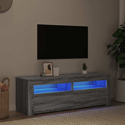 TV-bänk med LED-belysning grå sonoma 120x35x40 cm