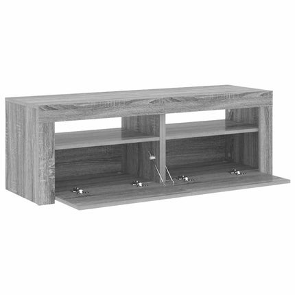 TV-bänk med LED-belysning grå sonoma 120x35x40 cm