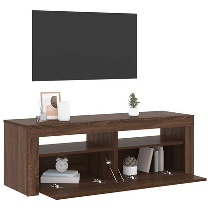 Tv-bänk med LED-belysning brun ek 120x35x40 cm