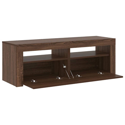 Tv-bänk med LED-belysning brun ek 120x35x40 cm