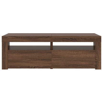 Tv-bänk med LED-belysning brun ek 120x35x40 cm