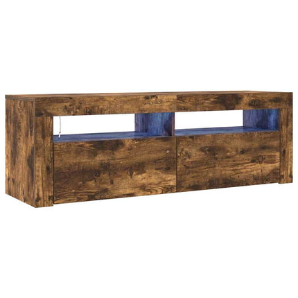 Tv-bänk med LED-belysning rökfärgad ek 120x35x40 cm