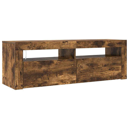 Tv-bänk med LED-belysning rökfärgad ek 120x35x40 cm