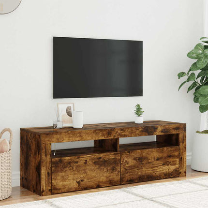 Tv-bänk med LED-belysning rökfärgad ek 120x35x40 cm