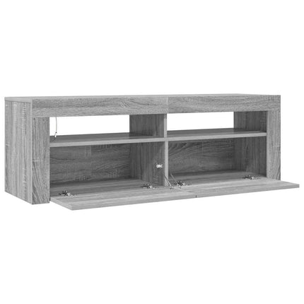 TV-bänk med LED-belysning grå sonoma 120x35x40 cm
