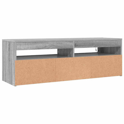TV-bänk med LED-belysning grå sonoma 120x35x40 cm