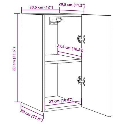 Tv-bänk rökfärgad ek 30,5x30x60 cm konstruerat trä