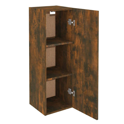 Tv-bänk rökfärgad ek 30,5x30x90 cm konstruerat trä