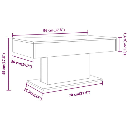 Soffbord rökfärgad ek 96x50x45 cm konstruerat trä