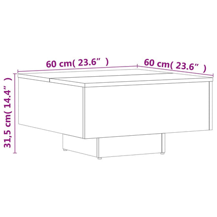 Soffbord grå sonoma-ek 60x60x31,5 cm konstruerat trä