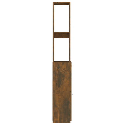 Badrumsskåp rökfärgad ek 25x26,5x170 cm konstruerat trä