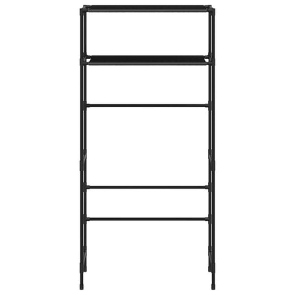 Hylla för tvättmaskin med 2 hyllplan svart 69x28x143 cm järn