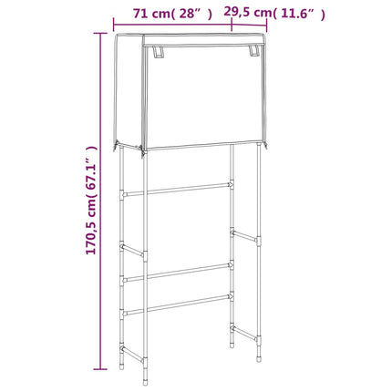Hylla för tvättmaskin med 2 hyllplan svart 71x29,5x170,5cm järn