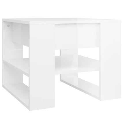 Soffbord vit högglans 55,5x55x45 cm konstruerat trä