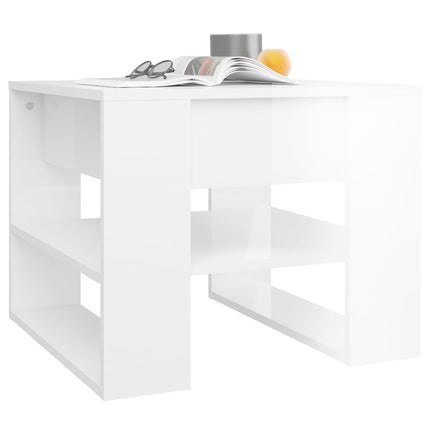 Soffbord vit högglans 55,5x55x45 cm konstruerat trä