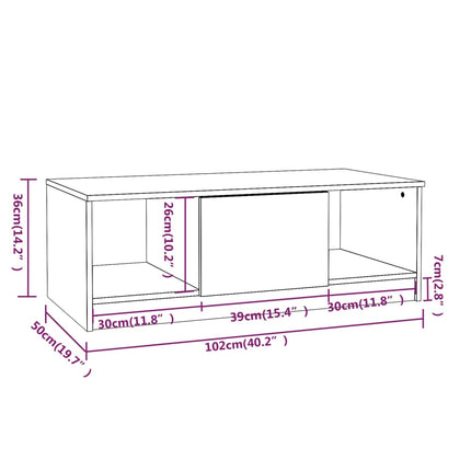 Soffbord vit 102x50x36 cm konstruerat trä