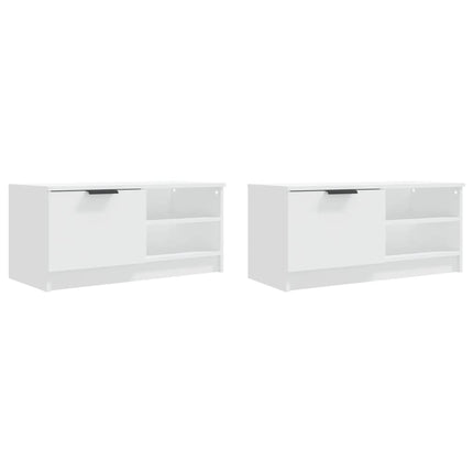 Tv-bänk 2 st vit 80x35x36,5 cm konstruerat trä