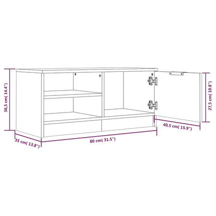 Tv-bänk svart 80x35x36,5 cm konstruerat trä