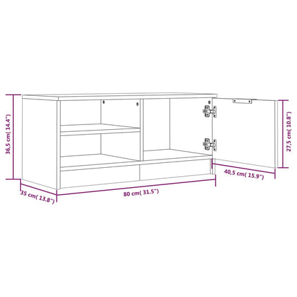 Tv-bänk vit högglans 80x35x36,5 cm konstruerat trä
