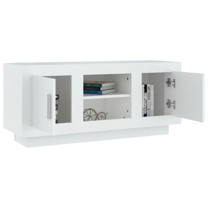 Tv-bänk vit 102x35x45 cm konstruerat trä