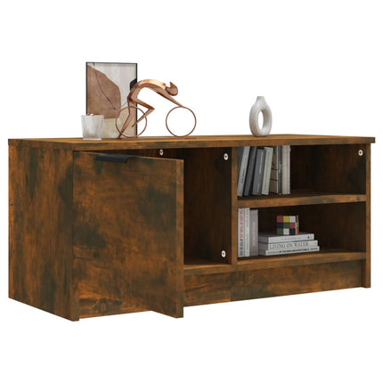 Tv-bänk rökfärgad ek 80x35x36,5 cm konstruerat trä