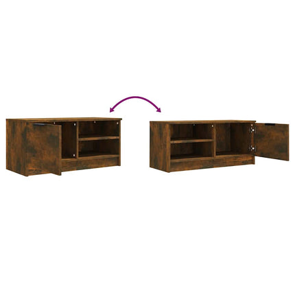 Tv-bänk rökfärgad ek 80x35x36,5 cm konstruerat trä