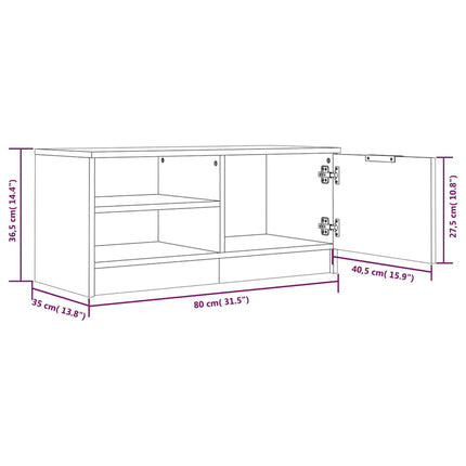 Tv-bänk rökfärgad ek 80x35x36,5 cm konstruerat trä