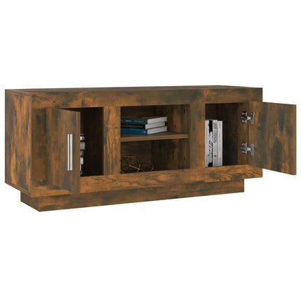 Tv-bänk rökfärgad ek 102x35x45 cm konstruerat trä