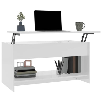 Soffbord vit högglans 102x50x52,5 cm konstruerat trä