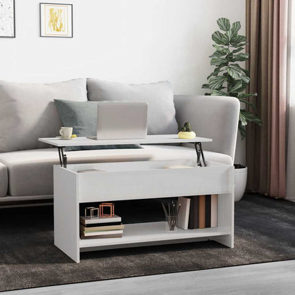 Soffbord vit högglans 102x50x52,5 cm konstruerat trä