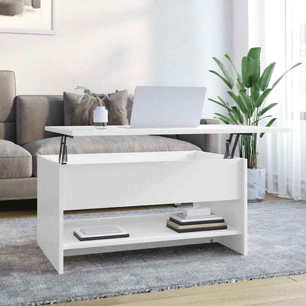 Soffbord vit högglans 80x50x40 cm konstruerat trä
