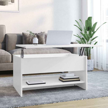 Soffbord vit högglans 80x50x40 cm konstruerat trä