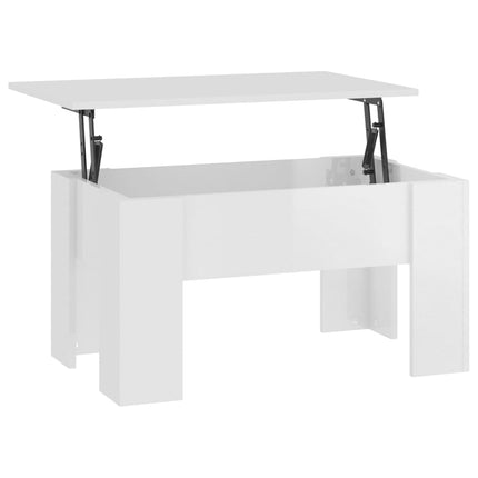 Soffbord vit högglans 79x49x41 cm konstruerat trä