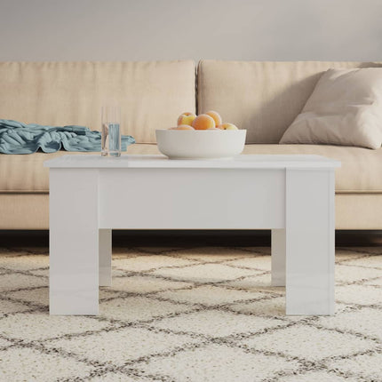 Soffbord vit högglans 79x49x41 cm konstruerat trä