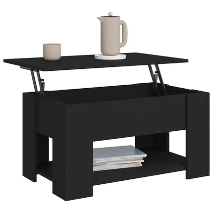 Soffbord svart 79x49x41 cm konstruerat trä