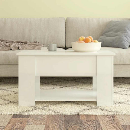 Soffbord vit högglans 79x49x41 cm konstruerat trä