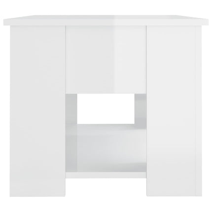 Soffbord vit högglans 79x49x41 cm konstruerat trä
