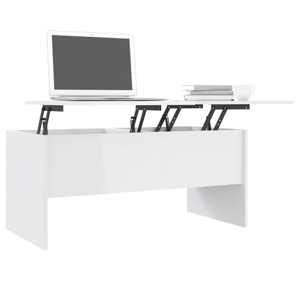 Soffbord vit högglans 102x50,5x46,5 cm konstruerat trä
