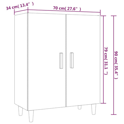 Skänk rökfärgad ek 70x34x90 cm konstruerat trä