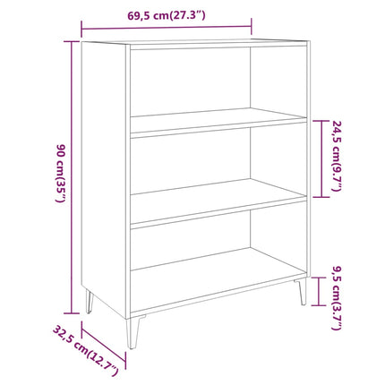 Skänk rökfärgad ek 69,5x32,5x90 cm konstruerat trä