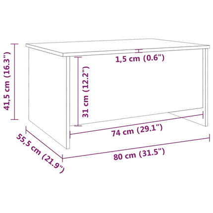 Soffbord rökfärgad ek 80x55,5x41,5 cm konstruerat trä