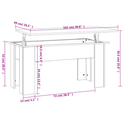 Soffbord brun ek 101x49x52 cm konstruerat trä